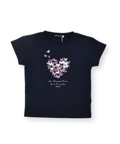 コットン USA　バタフライ プリント ハート 半袖 Tシャツ （90〜150cm）