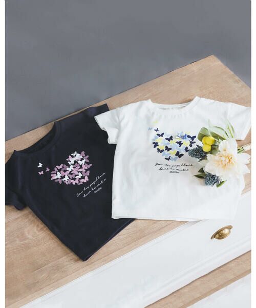 BeBe / べべ Tシャツ | コットン USA　バタフライ プリント ハート 半袖 Tシャツ （90〜150cm） | 詳細6