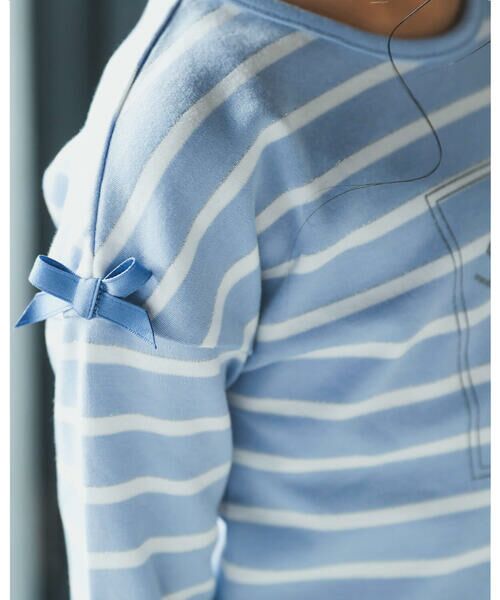BeBe / べべ Tシャツ | ラメ ボーダー グリッター ロゴ プリント リボン 長袖 Tシャツ （90~150cm） | 詳細4