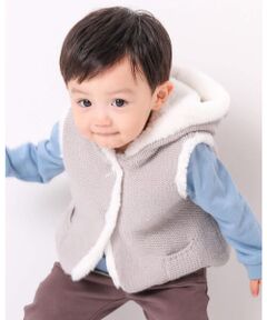BeBe / べべ その他トップス | ニット くま 耳付き フード 裏ボア ベスト ベビー　