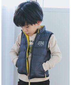 BeBe / べべ ベスト | リバーシブル ロゴ プリント ハイネック ダウン ベスト (90~150cm)