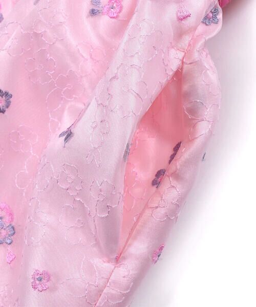 BeBe / べべ ワンピース | 日本製 フォーマル カバリエレ ・ アズーロ オーガンジー 花柄 刺繍 ワンピース (110~130cm) | 詳細9