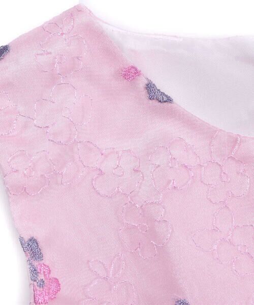 BeBe / べべ ワンピース | 日本製 フォーマル カバリエレ ・ アズーロ オーガンジー 花柄 刺繍 ワンピース (110~130cm) | 詳細5