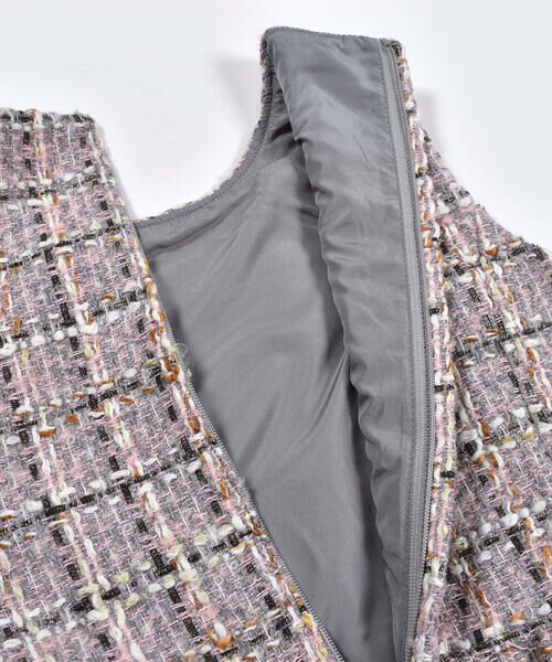 BeBe / べべ スカート | ラメ ツイード チェック ボタン ジャンパースカート (100~140cm) | 詳細12