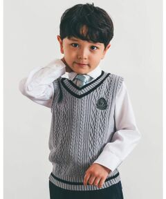 BeBe / べべ その他トップス | フォーマル ケーブル 編み ワッペン 付き ニット ベスト (90~130cm)