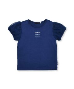コットン USA ドット チュール ロゴ 刺繍 Tシャツ (90~150cm)