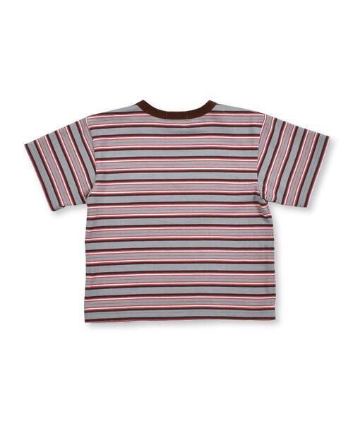 BeBe / べべ Tシャツ | マルチ ボーダー ロゴ ワッペン ビッグ Tシャツ (90~150cm) | 詳細2