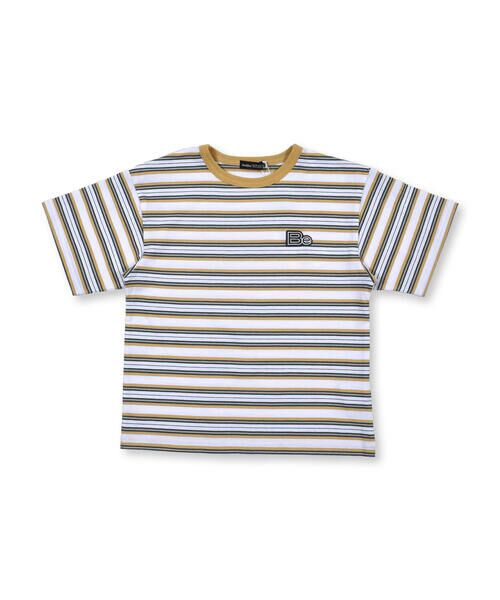 BeBe / べべ Tシャツ | マルチ ボーダー ロゴ ワッペン ビッグ Tシャツ (90~150cm) | 詳細7