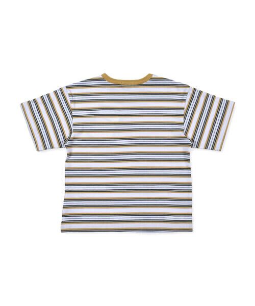 BeBe / べべ Tシャツ | マルチ ボーダー ロゴ ワッペン ビッグ Tシャツ (90~150cm) | 詳細8