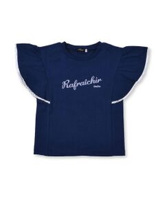 コットン USA フリル 袖 ロゴ プリント Tシャツ (90~150cm)