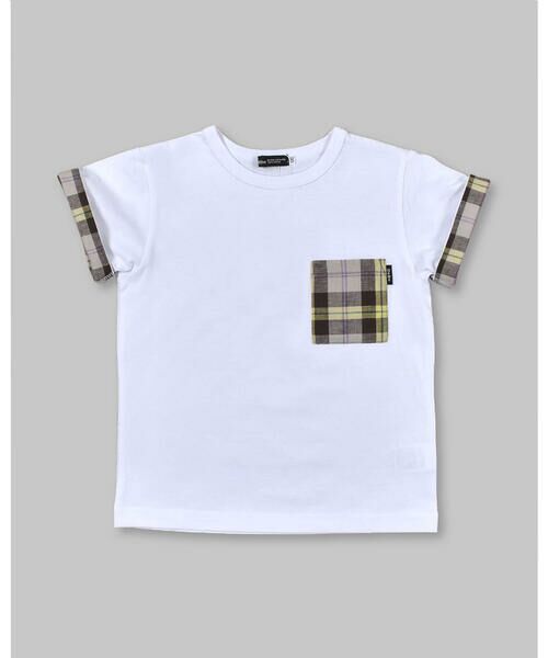 BeBe / べべ Tシャツ | 【 お揃い 】 リネン 混 チェック ポケット Tシャツ (80~140cm) | 詳細1