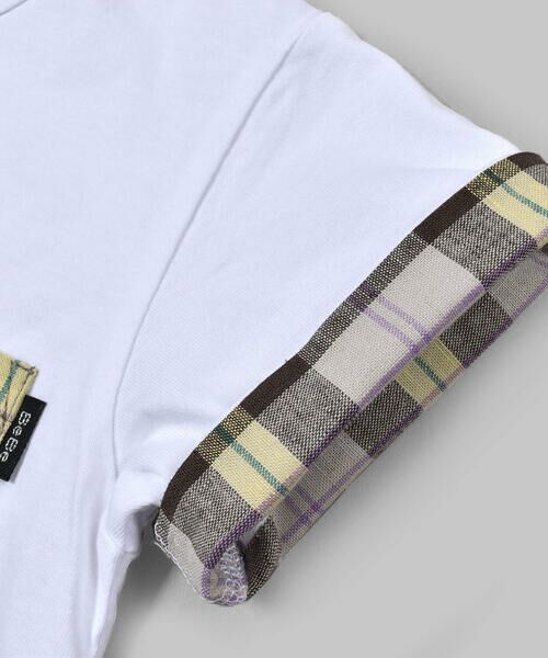 BeBe / べべ Tシャツ | 【 お揃い 】 リネン 混 チェック ポケット Tシャツ (80~140cm) | 詳細5
