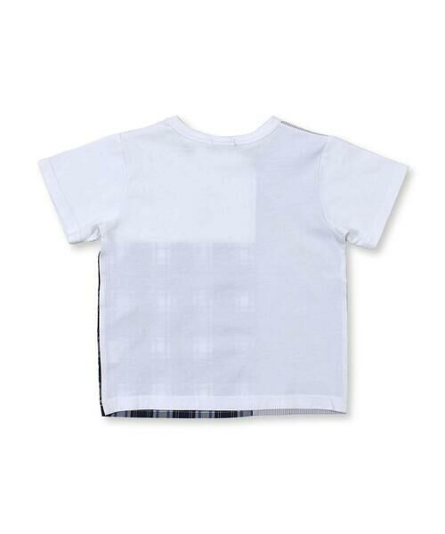 BeBe / べべ Tシャツ | チェック ストライプ ドッキング Tシャツ(90~140cm) | 詳細3