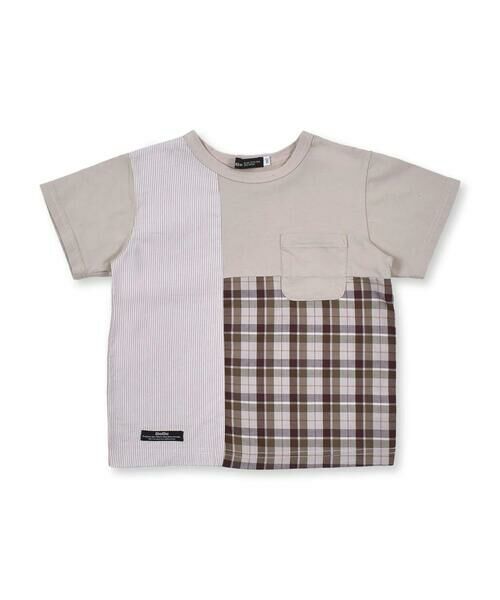 BeBe / べべ Tシャツ | チェック ストライプ ドッキング Tシャツ(90~140cm) | 詳細10
