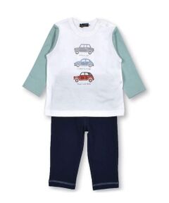 BOY ベビー ギフト 2点セット クルマ プリント Tシャツ ミラノリブ パンツ (80~90cm)