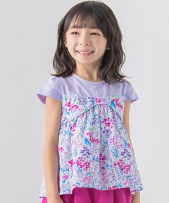 【お揃い】プロヴァンスフラワープリントドッキングTシャツ(80~150cm)