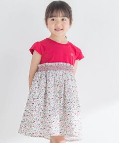 【お揃い】ローンフラワープリントドッキングワンピース(80~150cm)