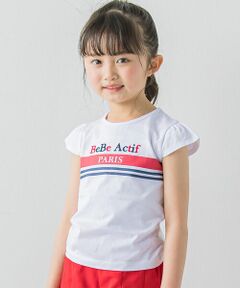 トリコロールカラーライン入りロゴTシャツ(90~150cm)