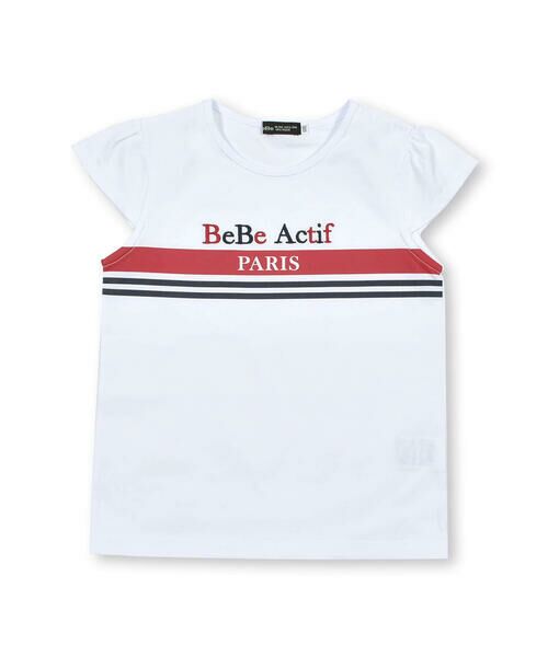 BeBe / べべ Tシャツ | トリコロールカラーライン入りロゴTシャツ(90~150cm) | 詳細4