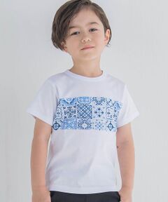 【お揃い】タイル柄切替Tシャツ(90~150cm)