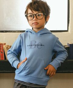 裏毛裾ボーダーロゴフーディ(100〜150cm)