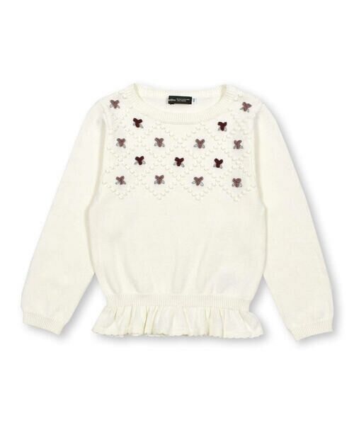 BeBe / べべ ニット・セーター | 花刺しゅう裾フリルセーター(100~150cm) | 詳細1
