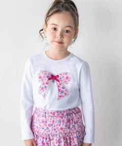 【お揃い】リボンパッチワーク長袖Tシャツ(90~150cm)