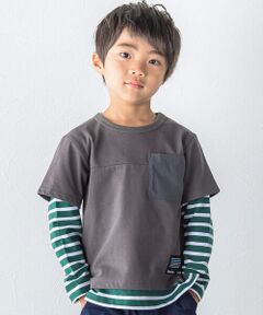 レイヤード風袖ボーダーTシャツ(90~150cm)