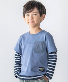 レイヤード風袖ボーダーTシャツ(90~150cm)