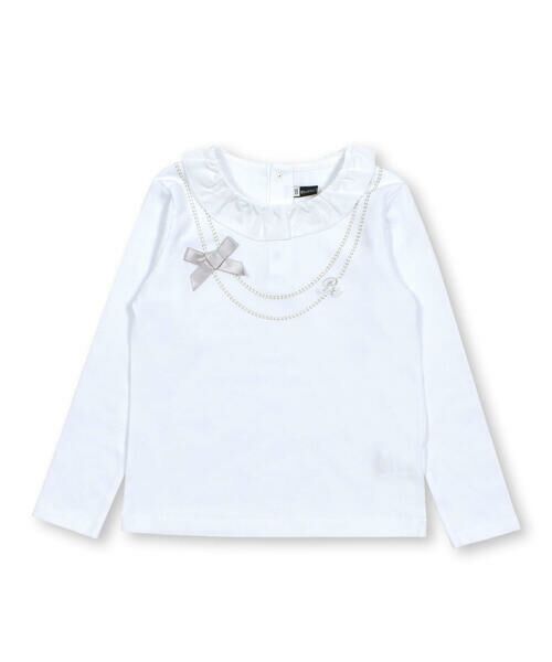BeBe / べべ Tシャツ | ネックレスプリントフリルTシャツ(90~150cm) | 詳細1