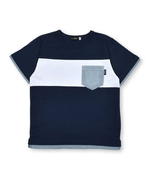 BeBe / べべ Tシャツ | 【お揃い】ギンガムチェックポケット配色天竺Tシャツ(90~150cm) | 詳細4