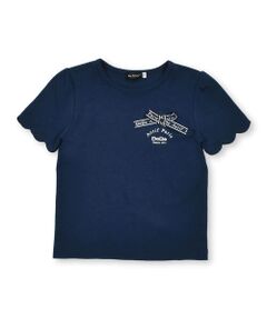 スカラップ袖ロゴリボンスムースTシャツ(90~160cm)