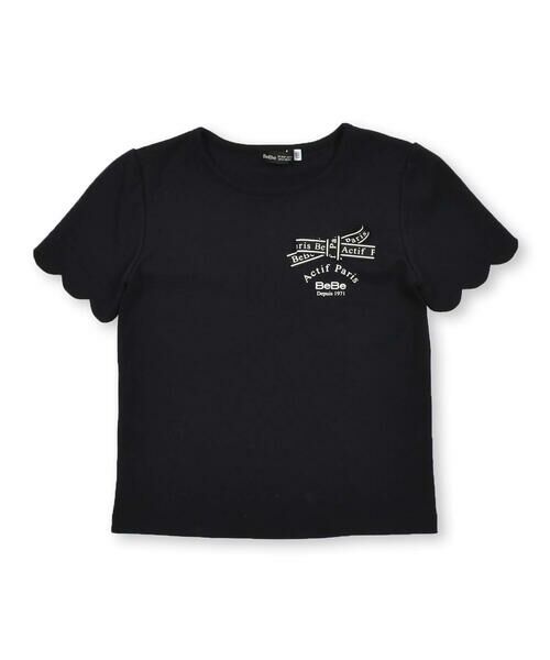 BeBe / べべ Tシャツ | スカラップ袖ロゴリボンスムースTシャツ(90~160cm) | 詳細3