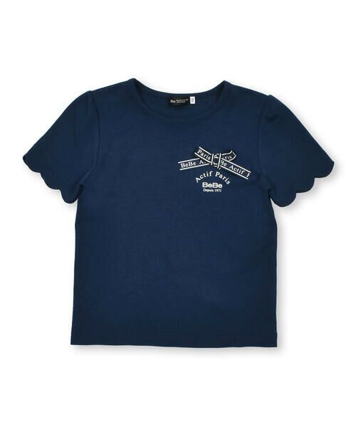BeBe / べべ Tシャツ | スカラップ袖ロゴリボンスムースTシャツ(90~160cm) | 詳細9