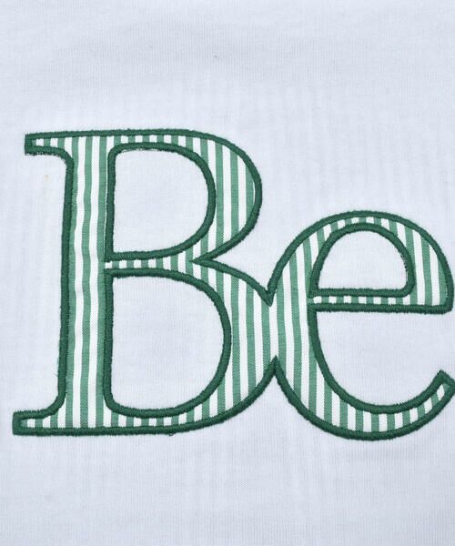 BeBe / べべ Tシャツ | 【お揃い】ストライプ切替パッチロゴ半袖Tシャツ(90~150cm) | 詳細7