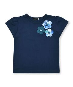 【お揃い】立体フラワーモチーフ半袖Tシャツ(90~150cm)