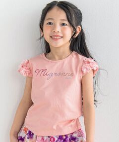 シフォンフラワー袖ラインストーンTシャツ(90~150cm)