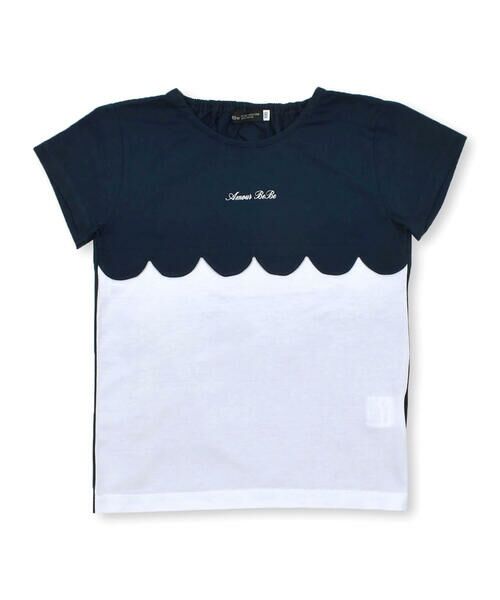 BeBe / べべ Tシャツ | スカラップ切り替えバイカラー半袖天竺Tシャツ(90~150cm) | 詳細4