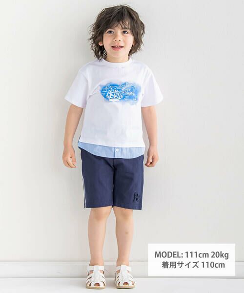 BeBe / べべ Tシャツ | マリンプリントレイヤード風半袖天竺Tシャツ(80~150cm) | 詳細1