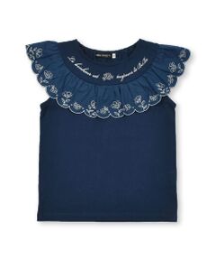 スカラップお花刺しゅうヨークフリルTシャツ(90~150cm)