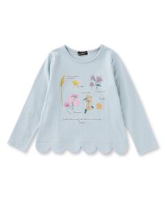 ボタニカルフラワー柄スカラップ長袖Tシャツ(80~150cm)