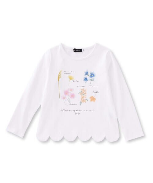 BeBe / べべ Tシャツ | ボタニカルフラワー柄スカラップ長袖Tシャツ(80~150cm) | 詳細5