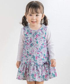 【お揃い】サテンフローラルノースリーブワンピース(80~90cm)