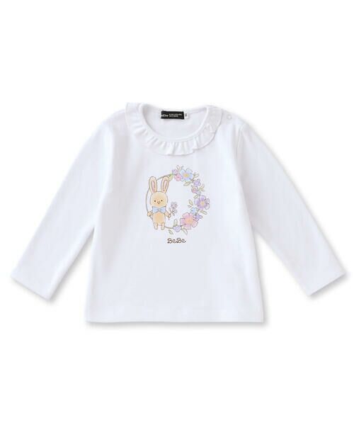 BeBe / べべ ベビー・キッズウエア | ベアフライスウサギお花フリル長袖Tシャツ(80~90cm) | 詳細1