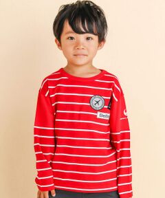 【JALコラボ】ステッカー風ワッペンボーダー長袖Tシャツ(90~130cm)