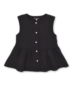 BeBe / べべ ベスト | ダブルクロスパールボタンペプラムベスト(110~130cm)