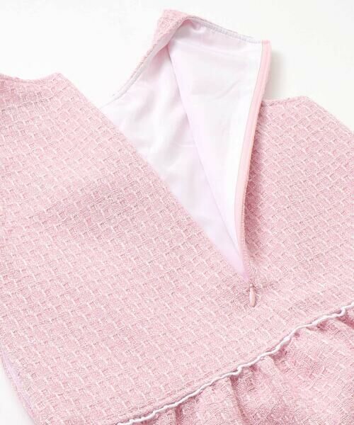 BeBe / べべ ミニ丈・ひざ丈ワンピース | 【お揃い】ブロッサムラメツイードローウエスト切替ジャンパースカート(100~150cm) | 詳細14