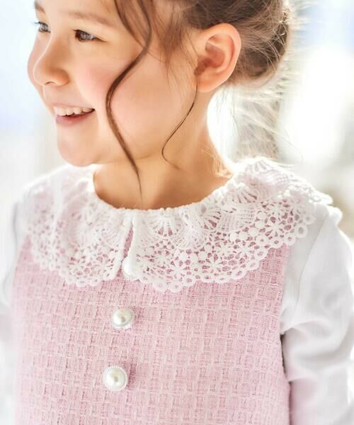 BeBe / べべ ミニ丈・ひざ丈ワンピース | 【お揃い】ブロッサムラメツイードローウエスト切替ジャンパースカート(100~150cm) | 詳細4