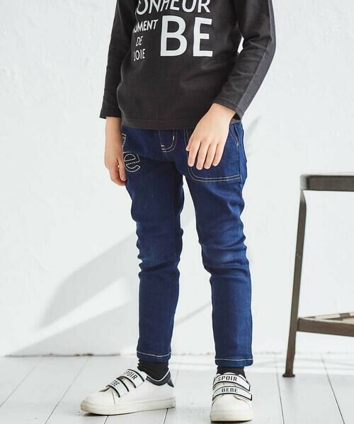 BeBe / べべ デニムパンツ | ジョグデニムステッチロゴロングパンツ(90~160cm) | 詳細3