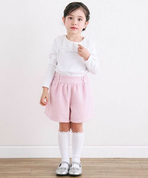 BeBe / べべ ショート・ハーフ・半端丈パンツ | 【お揃い】ブロッサムラメツイードショートパンツ(100~150cm) | 詳細3